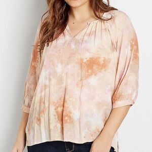 Maurices Tie Dye 3/4 Sleeve Peasant Top